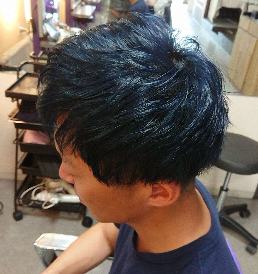 オーガニックサロンBOO-FOO-WOOで色落ち・退色したブリーチ毛にブルーをオンカラー！